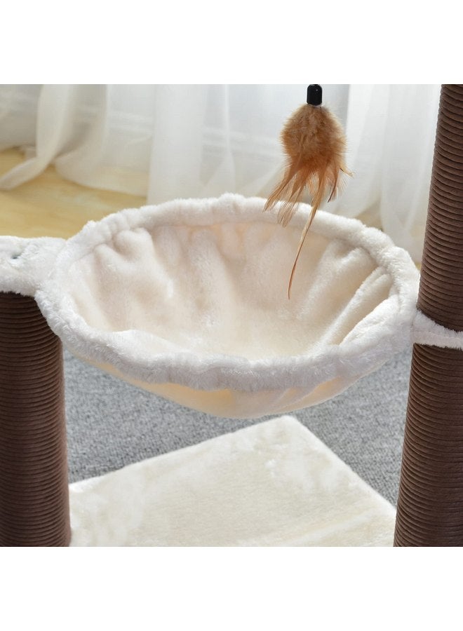 كاتري شجرة قطط كاتري مع لعبة من الريش - تصميم مريح لأرجوحة القطط، تجذب القطط الصغيرة للاسترخاء، تحب القطط الاستلقاء بهدوء أثناء اللعب بلعبة من الريش وعمود الخدش، (وصول مبتكر) - Image 5