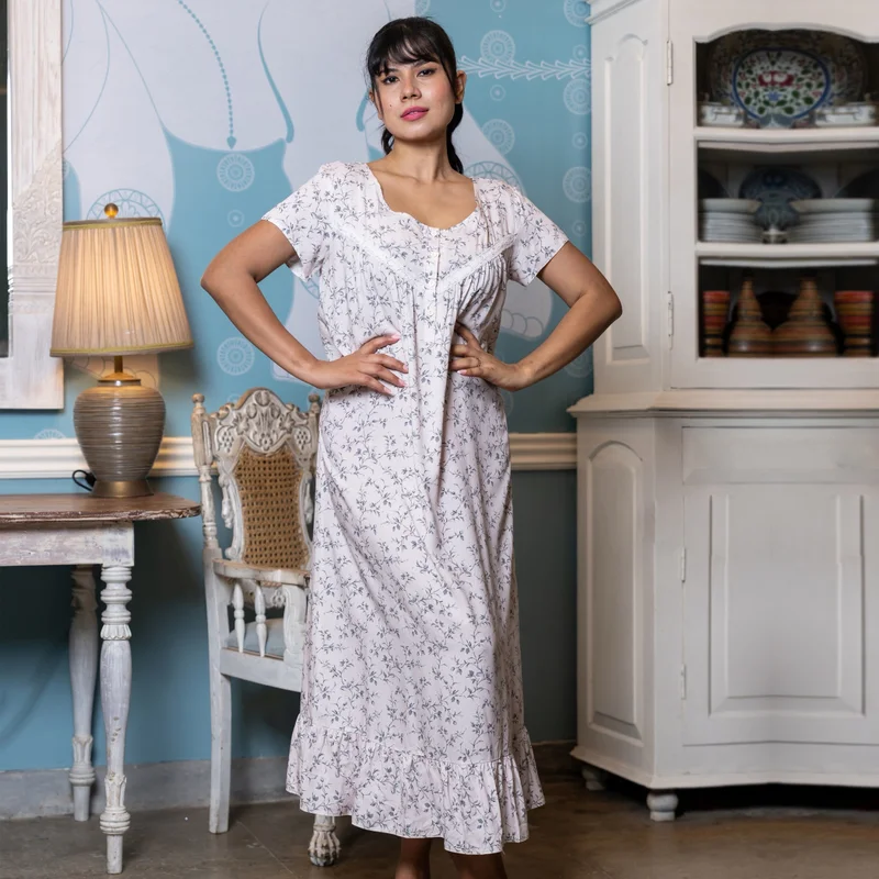 Aadaraya  Aadaraya Night Dress Short Sleeves Printed for Women | Best Price UAE