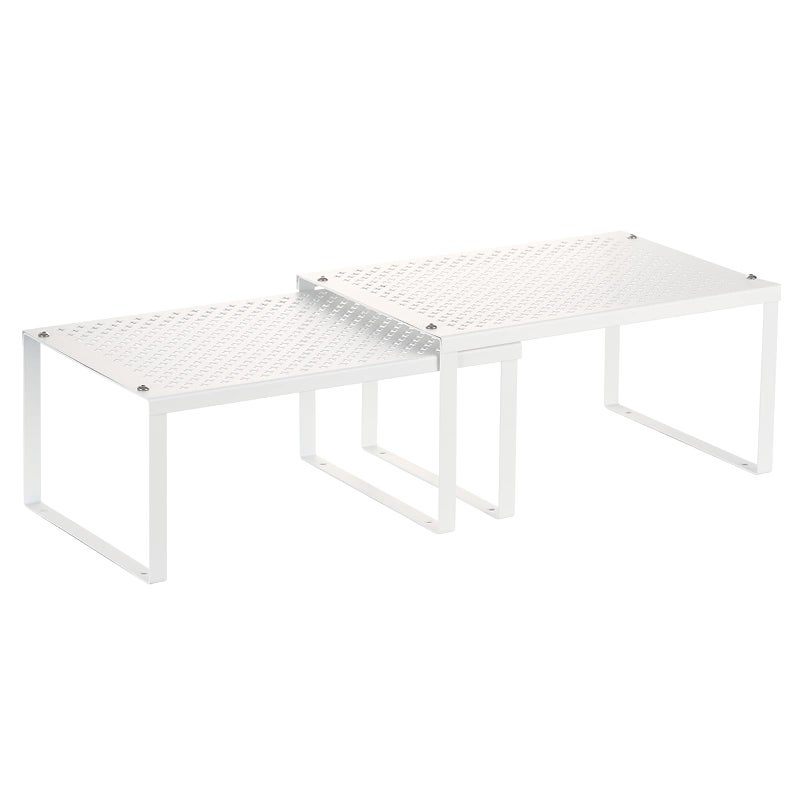 منظم رفوف المطبخ والخزائن NEX القابل للتوسيع والتكديس باللون الأبيض