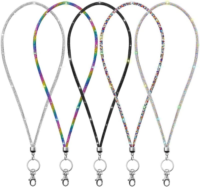 Soleebee Rhinestone Office Lanyard, 31.5'' Bling Neck Lanyard with Metal Clasp & Keyring, Crystal Lanyard for Women, ID Card, Keys Strap （5 Pack） - Image 1