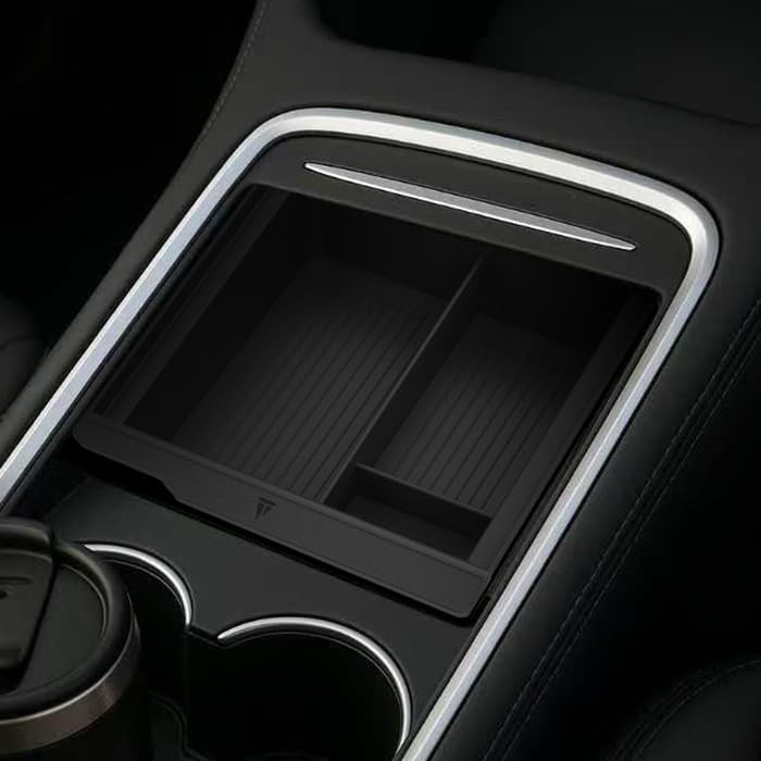 TUDIA Center Console Organizer Tray Designed for Tesla Model 3 20212023 Model Y 20212024 NOT Compatible with Model 3 20242025 Smooth Slide Silicone Interior Storage Accessories - Image 1
