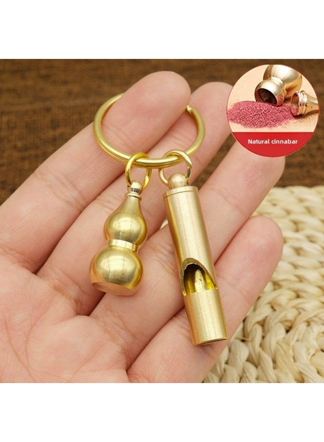 Generic Brass Whistle Referee Retro Outdoor Survival Keychain Children's Life Pendant Camping Training-Color:Whistle + Hollow Gourd - Image 1
