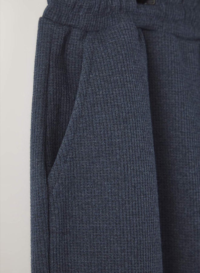 trendyol Indigo Large Size Oversize/Wide Cut Textured Loose Sweatpants - Image 2