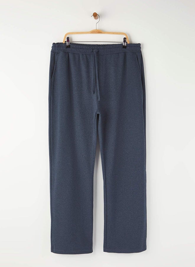 trendyol Indigo Large Size Oversize/Wide Cut Textured Loose Sweatpants - Image 1