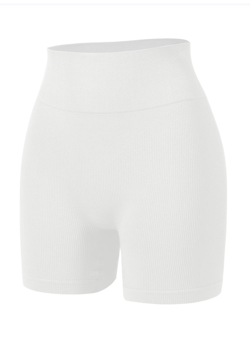 Loquat Womens Body Shaper Tummy Control Underwear Boxer Briefs Solid Color Slim High Waist Hip Lift Shapewear Safety Underpants White 