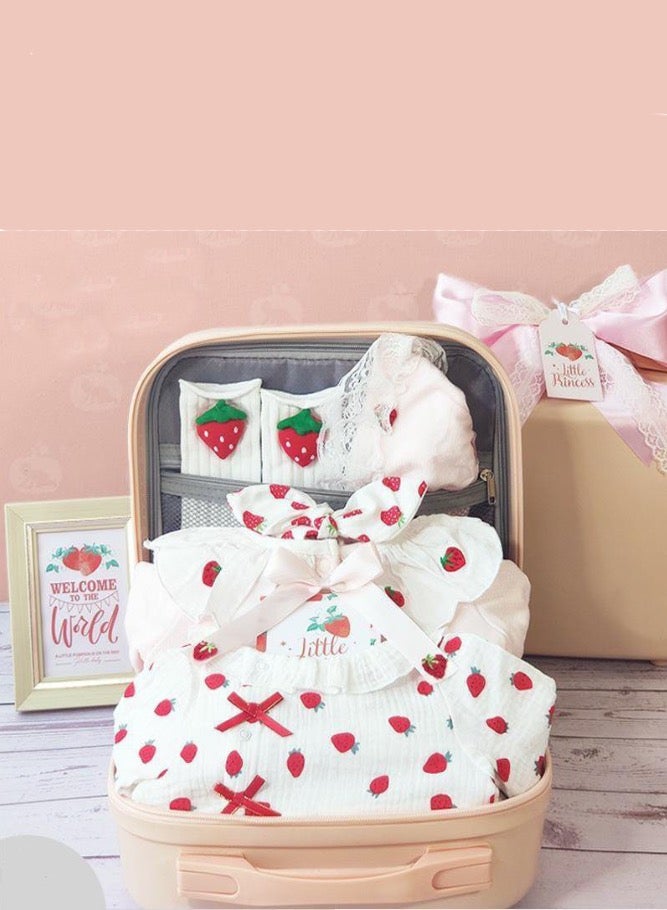 Baby Gift Set Pink Strawberry Theme - Image 1