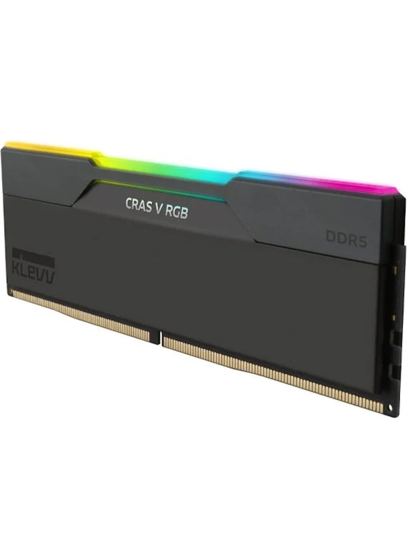 klevv - Cras V RGB 32GB (2x16GB) 6400MHz CL32 INTEL XMP 3.0 – AMD EXPO DDR5 Heatsink Obsidian Black Ram (KD5AGUA80-64A320G) - Image 1