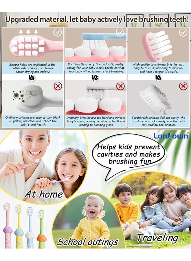 Children's Toothbrush 8-Pack, Soft Bristle Toothbrush Suitable For Children Aged 2-12, Cute Multi-Color Boy And Girl Ttoothbrushes, Clean Children's Teeth, Bristles Are Not Easy To Fall Off - Image 4