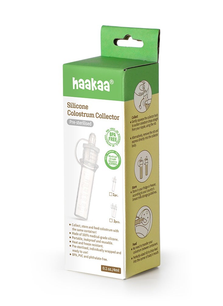 haakaa - Colostrum Collector Set 20Ml/2Pk, Silicone Colostrum Syringes For Baby Breast Milk Catcher, Breastfeeding Essential For Newborn Babies - Image 1