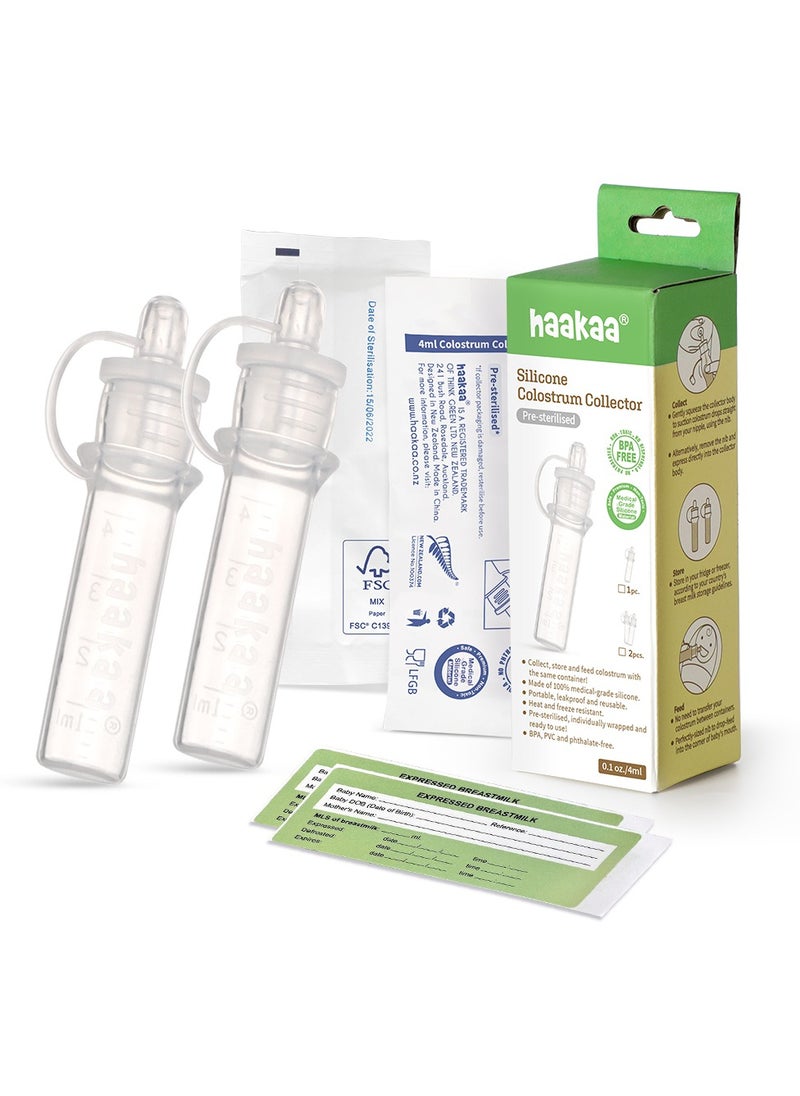 haakaa - Colostrum Collector Set 20Ml/2Pk, Silicone Colostrum Syringes For Baby Breast Milk Catcher, Breastfeeding Essential For Newborn Babies - Image 1