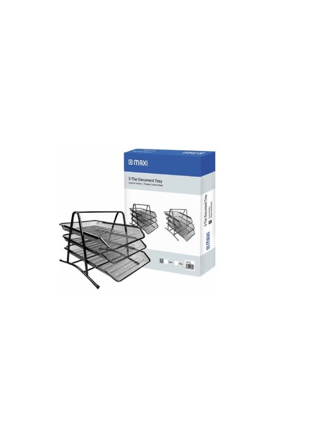 Maxi Mesh Document Tray Black,Metal A4 Paper Office Tray, Letter Organizer Holder Desktop..... - Image 1