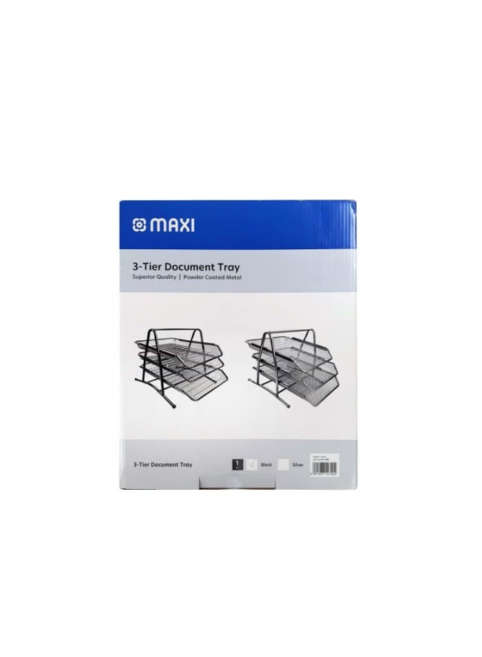 Maxi Mesh Document Tray Black,Metal A4 Paper Office Tray, Letter Organizer Holder Desktop..... - Image 2