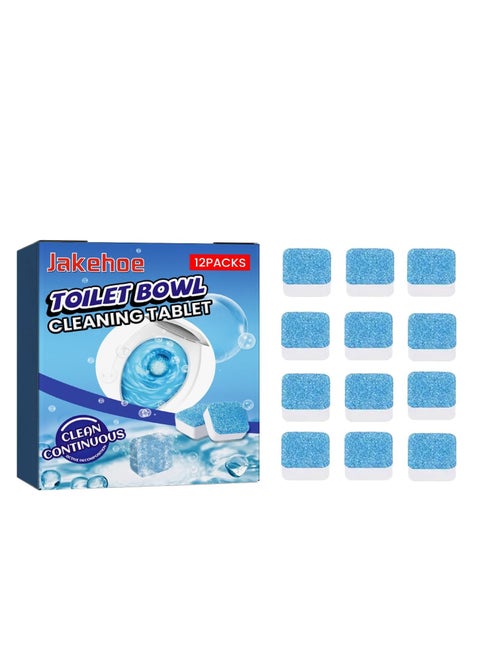 12 Pack Automatic Toilet Bowl Cleaner Tablets, Bathroom Toilet Tank Cleaner, Deodorizing and Cleaning Tablets for Long-Lasting Freshness and Hygiene