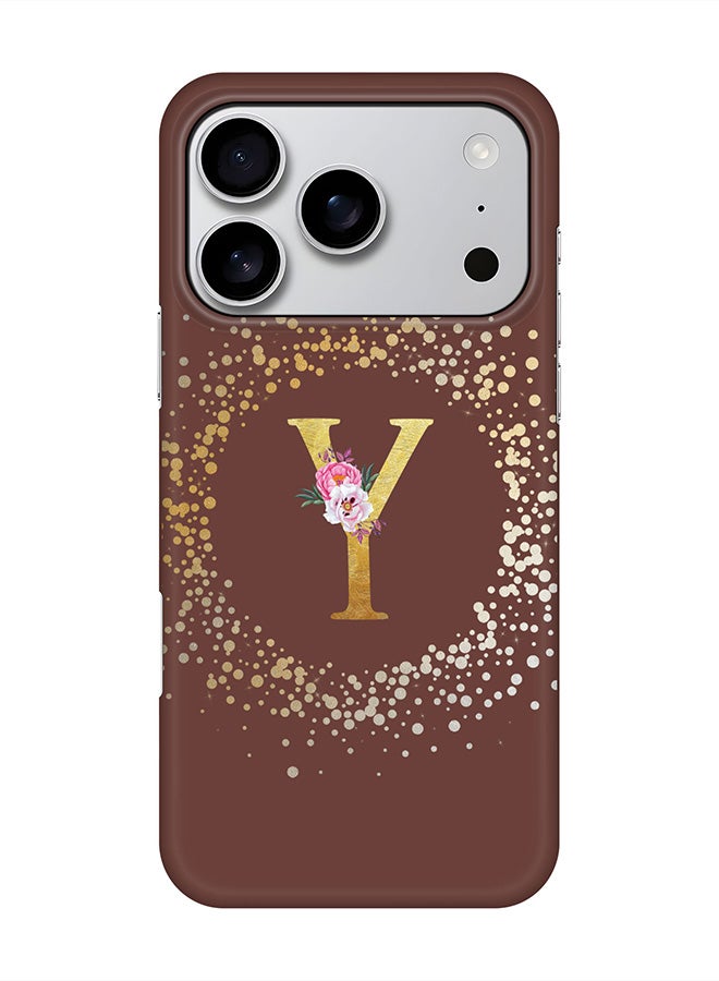 Stylizedd For iPhone 17 Pro,Case, [Compatible with MagSafe] Magnetic cover Slim fit Protection Matte, - Custom Monogram Floral - Y  (Brown )