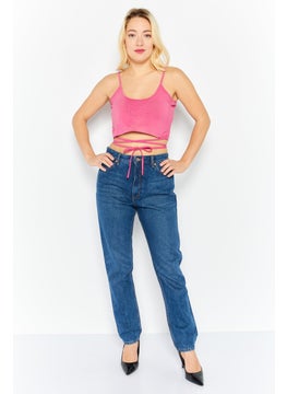 Karl Kani Women Round Neck Sleeveless Brand Logo Top, Pink  - Image 2