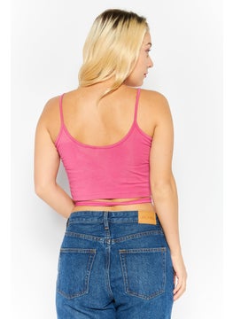 Karl Kani Women Round Neck Sleeveless Brand Logo Top, Pink  - Image 3