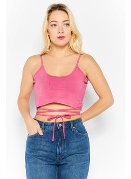 Karl Kani Women Round Neck Sleeveless Brand Logo Top, Pink  - Image 1