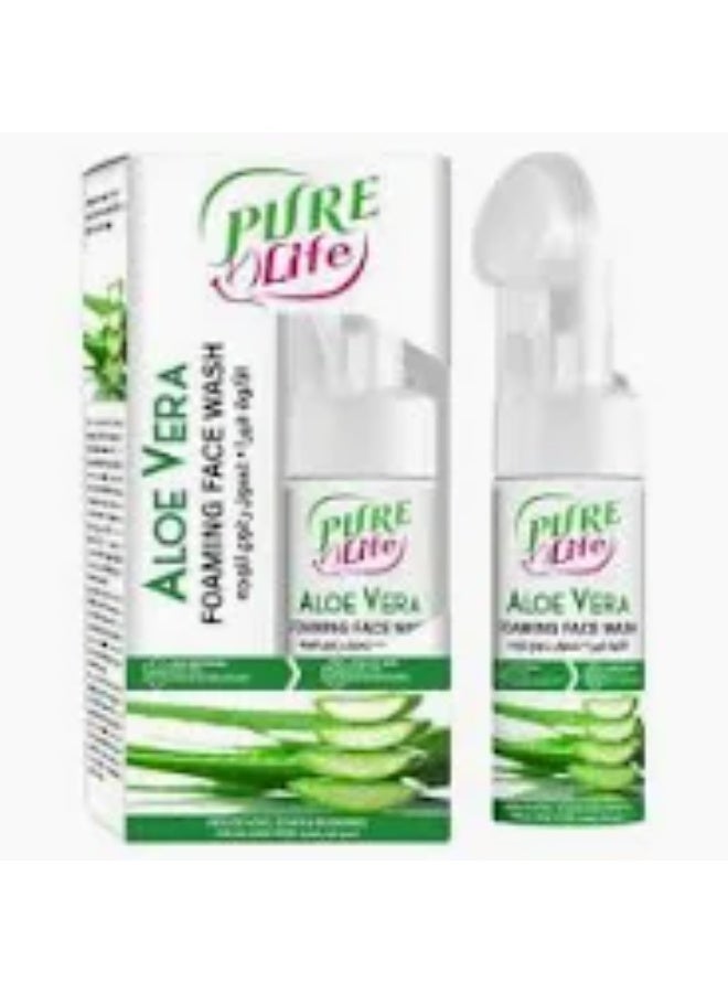 Pure Life Aloe Vera Foam Face wash with brush 150ml - Image 1
