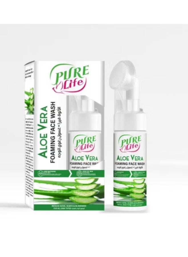 Pure Life Aloe Vera Foam Face wash with brush 150ml - Image 2