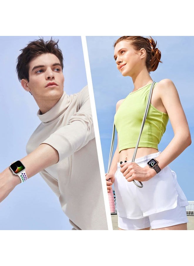 Sunnywoo - Sport Silicone Band Compatible with Apple Watch Bands 44mm 45mm 49mm 42mm 41mm 38mm 40mm Men Women,Breathable Waterproof Strap for Apple Watch iWatch Series Ultra SE 8 7 6 5 4 3 2 1 - Image 1