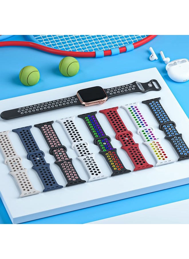 Sunnywoo - Sport Silicone Band Compatible with Apple Watch Bands 44mm 45mm 49mm 42mm 41mm 38mm 40mm Men Women,Breathable Waterproof Strap for Apple Watch iWatch Series Ultra SE 8 7 6 5 4 3 2 1 - Image 1