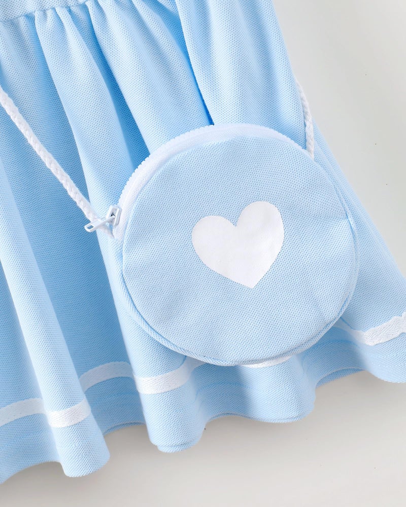 Saeaby Toddler Girl Dress 2T Girl Clothes Blue Summer Sporty Dresses Polo Casual Sleeveless Boho Dress with Shoulder Bag Playwear Sundress 3T Girl Outfit - Image 2