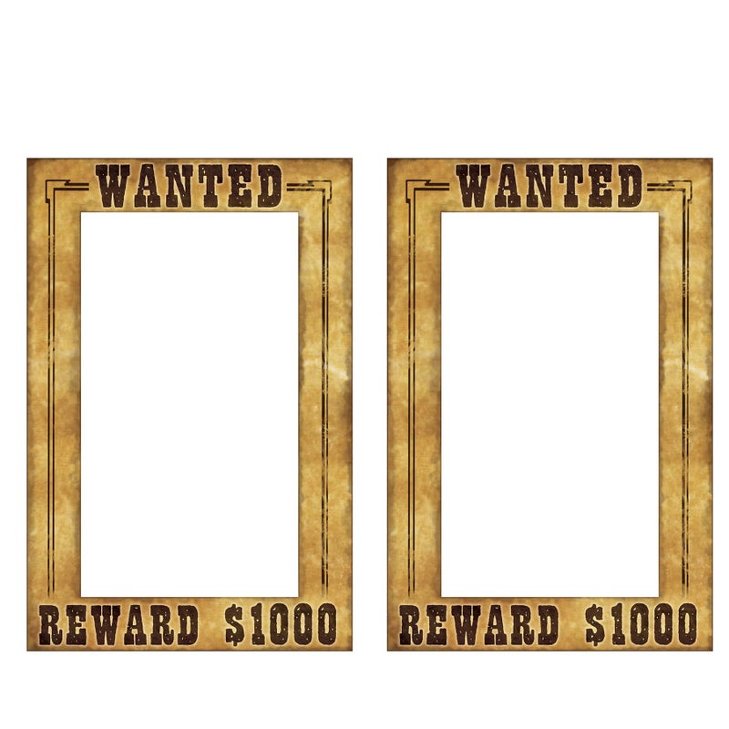 Beistle Western Wanted Photo Fun Frames 2 Pack Lightweight Cardstock Paper Picture Booth Prop for Wild West Cowboy Rodeo Desert Saloon Themed Party Supplies Not a Sturdy Frame 23 x 15 - Image 2