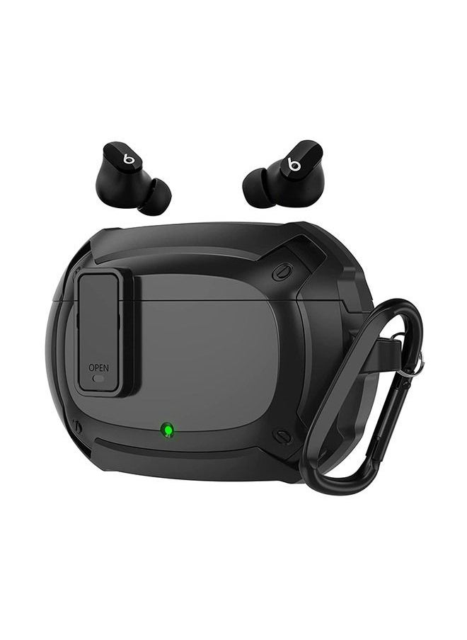 Generic Beats Studio Buds Shockproof Heavy Hard Case Cover with Lock, Rugged Hybrid TPU and PC Full Body Protective Shell, With Metal Keychain(Black)  - Image 1