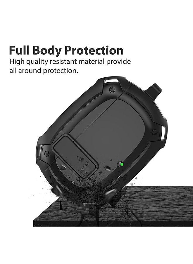 Generic Beats Studio Buds Shockproof Heavy Hard Case Cover with Lock, Rugged Hybrid TPU and PC Full Body Protective Shell, With Metal Keychain(Black)  - Image 5