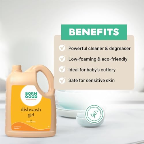 Born Good Industrial Grade Natural Dishwash Gel | Spanish Citrus | Tough on Grease & Stains | Safe for Hands, Baby Bottles & Pet Bowls | Biodegradable, Non-Toxic, No Residue | 5000ml - Image 4