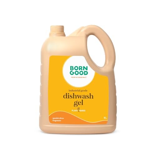 Born Good Industrial Grade Natural Dishwash Gel | Spanish Citrus | Tough on Grease & Stains | Safe for Hands, Baby Bottles & Pet Bowls | Biodegradable, Non-Toxic, No Residue | 5000ml - Image 1
