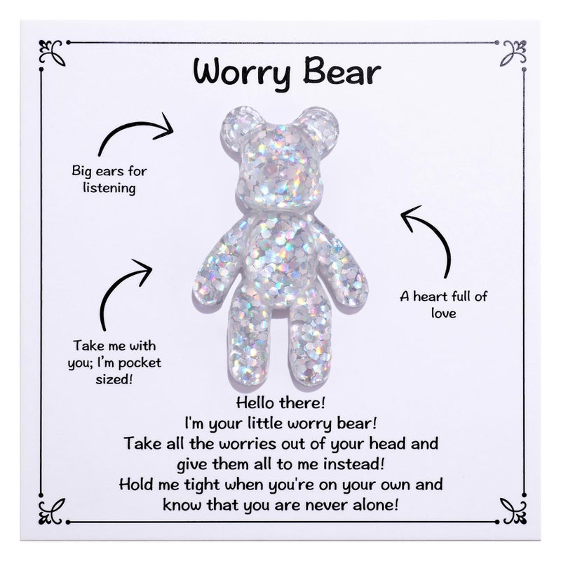 Aesnefe Pocket Bear Hug Anxiety Relief, Mental Health Positivity, Autism Fidget, Stress Relief for Her, Comforting Back to School Gift - White - Image 1