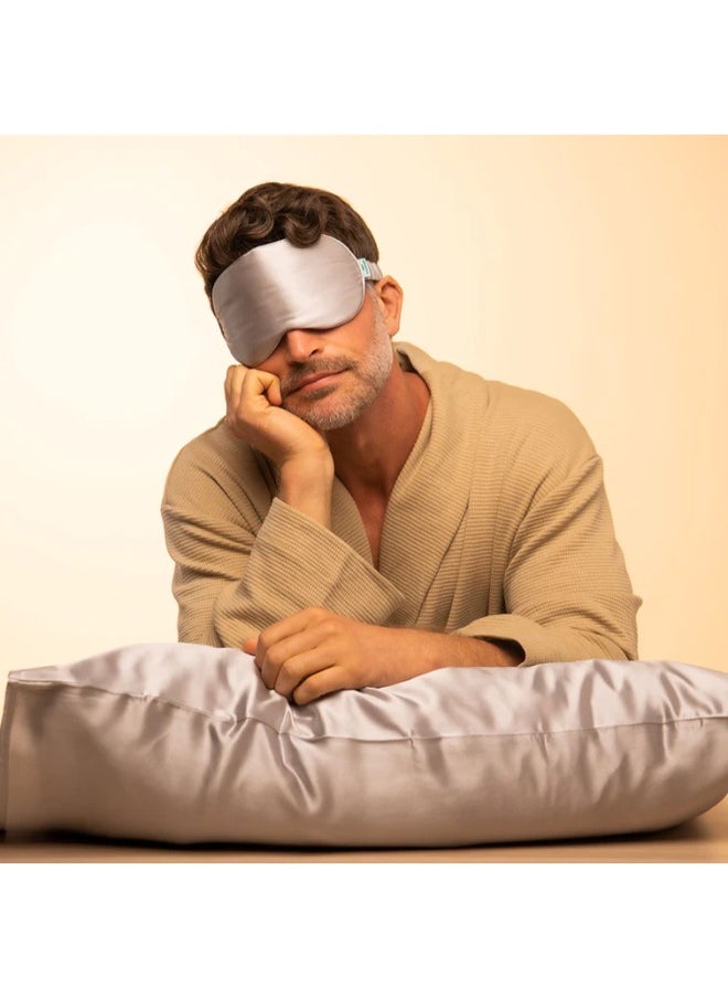 BRIGHTLY LABS - Pure Mulberry Silk Mask, Ultimate Sleep Aid for a Full Night's Sleep, Ultra-Soft Comfortable Sleep Mask, Elastic Strap, 22 Momme, Infused with Silver Ions, Standard, Champagne - Image 1