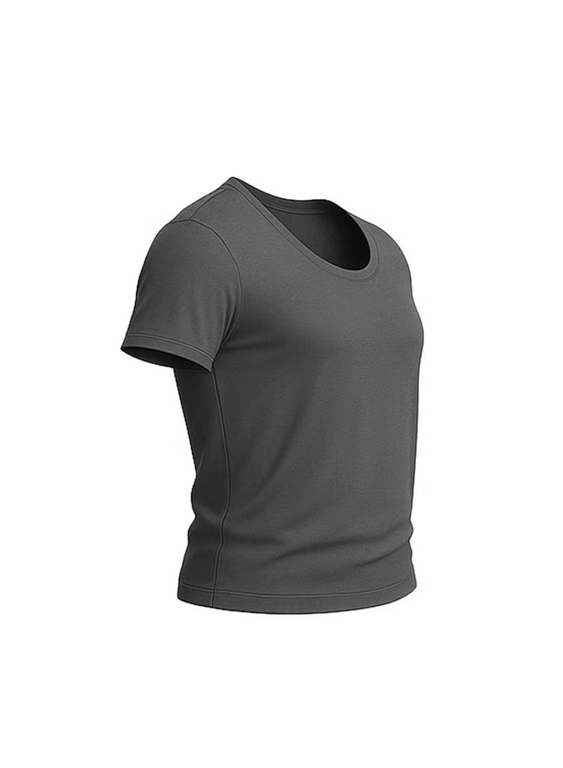 Tango Tango Under-Shirt 100% Cotton Wide Neckline (Grey) - Image 3