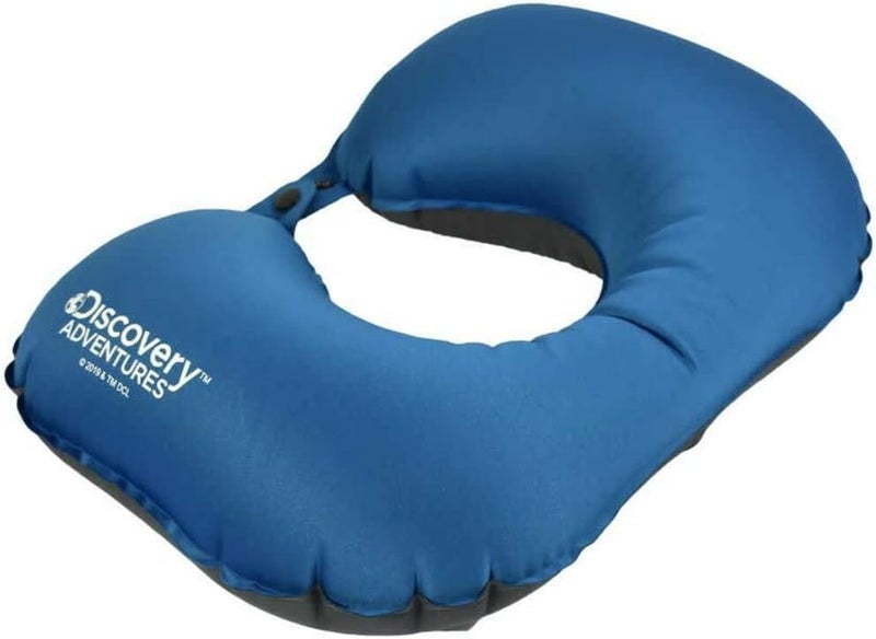 Discovery Neck Pillows Inflatable By Hirmoz, Compact Portable Head And Neck Support Air Pillows In Flight, Small U Shape Headrest CUShion For Best Rest & Sleep While Traveling (Blue) - Image 2