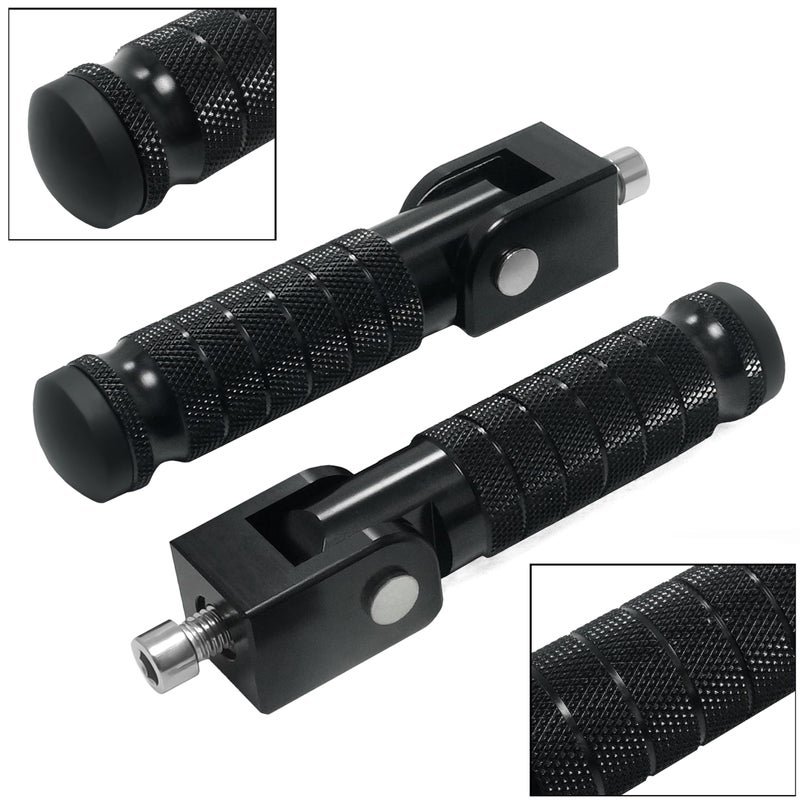 VUOZIP M8 Universal CNC Motorcycle Foot Pegs Degree Foldable Bike Pegs Aluminum Fit Electric Car Motorbike Scooter Mini Bike Ebike Dirt Bike Go Kart Honda Yamaha Suzuki Aprilia Super73 (Black, Type A) - Image 2