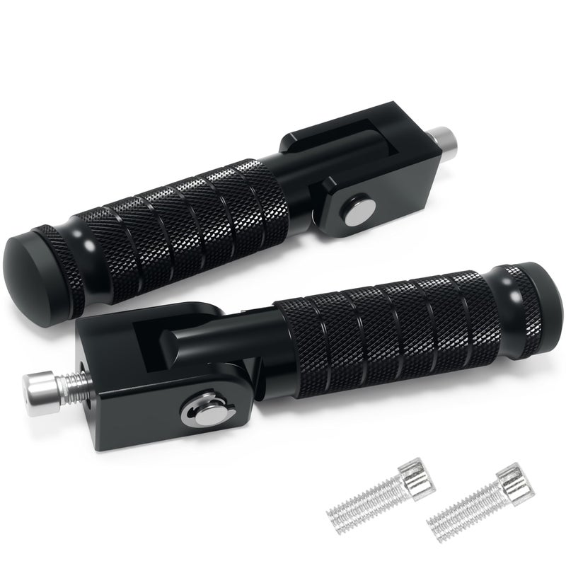 VUOZIP M8 Universal CNC Motorcycle Foot Pegs Degree Foldable Bike Pegs Aluminum Fit Electric Car Motorbike Scooter Mini Bike Ebike Dirt Bike Go Kart Honda Yamaha Suzuki Aprilia Super73 (Black, Type A) - Image 1
