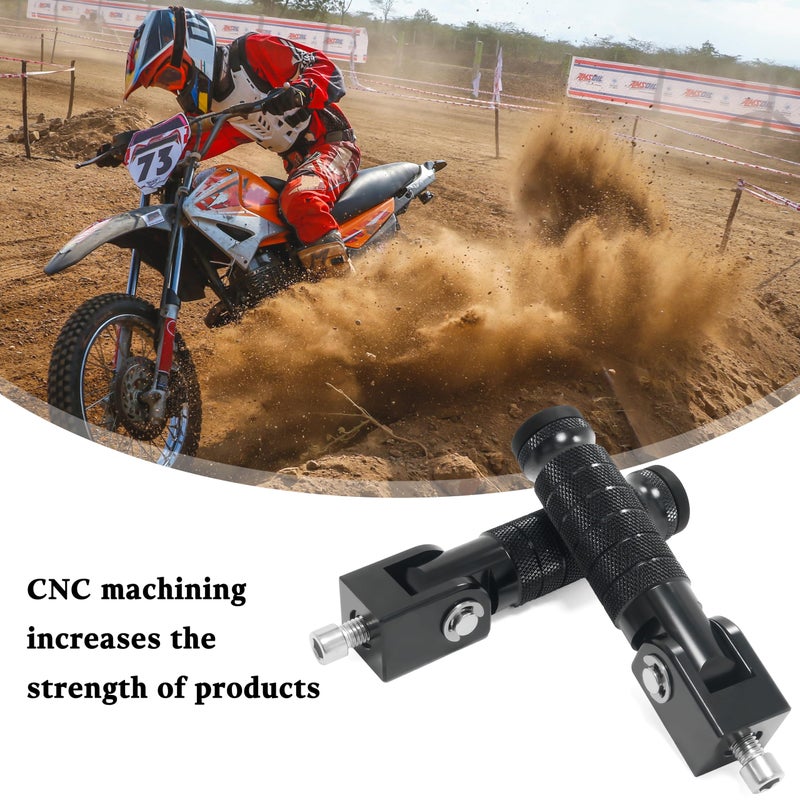 VUOZIP M8 Universal CNC Motorcycle Foot Pegs Degree Foldable Bike Pegs Aluminum Fit Electric Car Motorbike Scooter Mini Bike Ebike Dirt Bike Go Kart Honda Yamaha Suzuki Aprilia Super73 (Black, Type A) - Image 3