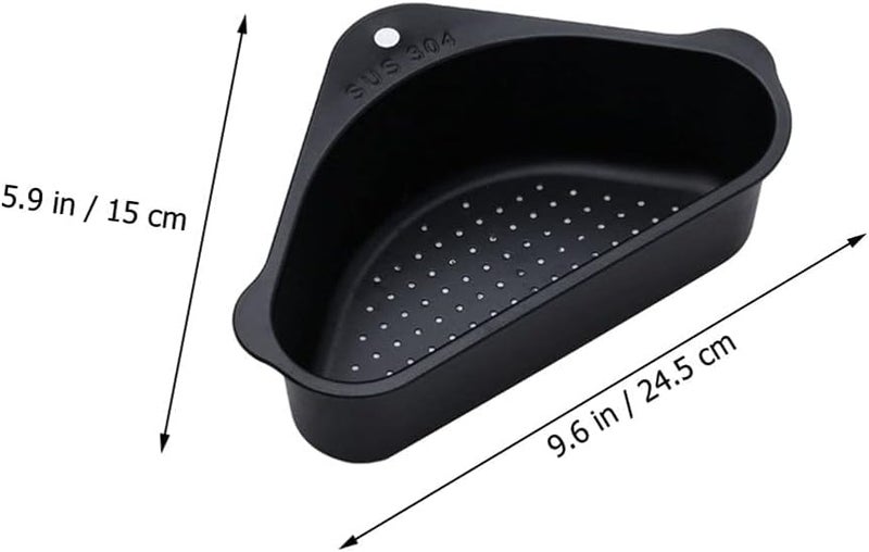 WOPPCART Kitchen Sink Corner Drain Basket Storage Organizer Plastic Strainer Rack Set of 2 Black - Image 3