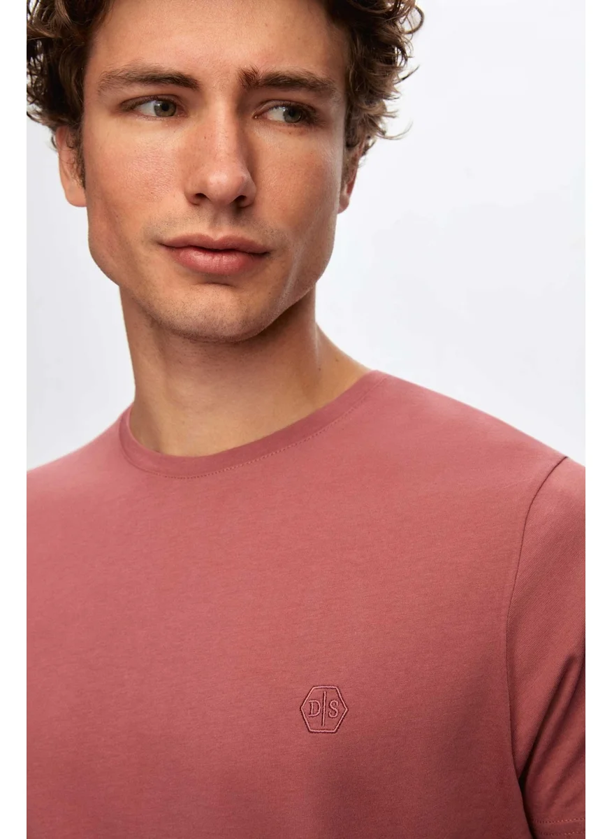 دي أس دامات Regular Fit Dusty Rose Plain T-Shirt