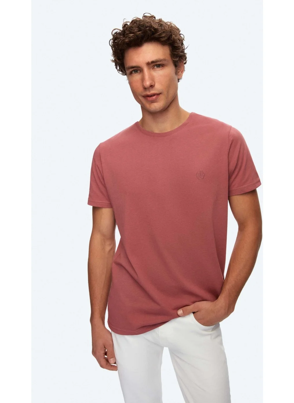 دي أس دامات Regular Fit Dusty Rose Plain T-Shirt