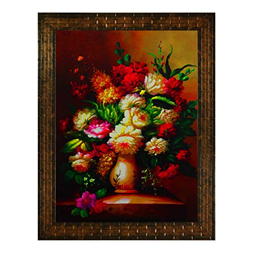 Indianara FLOWERS IN A VASE Painting -Synthetic Wood, 27x30.5x1cm, Multicolour - Image 1