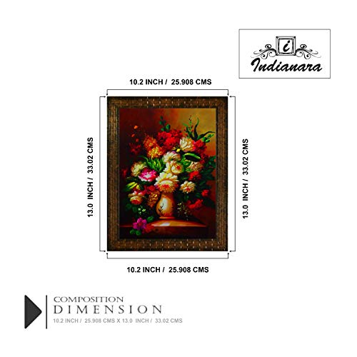 Indianara FLOWERS IN A VASE Painting -Synthetic Wood, 27x30.5x1cm, Multicolour - Image 2