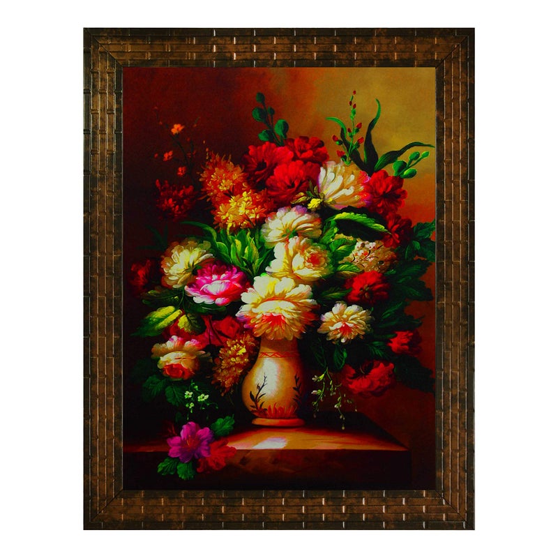 Indianara FLOWERS IN A VASE Painting -Synthetic Wood, 27x30.5x1cm, Multicolour - Image 5