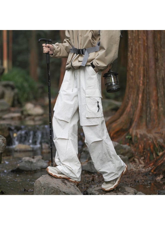 Swamp Area Paratrooper Assault Pants Men's Spring And Summer Thin Pleated Mountaineering Pants Straight-leg Sports Casual Ice Silk Pants Ws701 Beige 2XL - Image 3