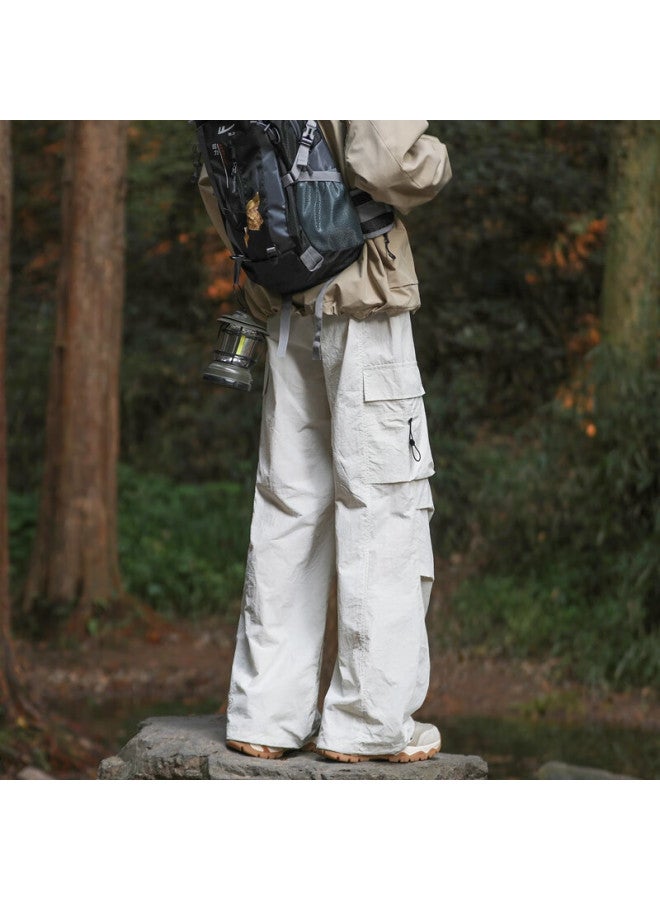 Swamp Area Paratrooper Assault Pants Men's Spring And Summer Thin Pleated Mountaineering Pants Straight-leg Sports Casual Ice Silk Pants Ws701 Beige 2XL - Image 4