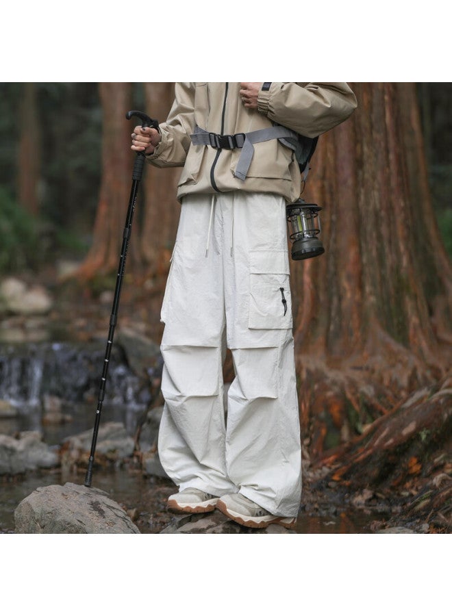 Swamp Area Paratrooper Assault Pants Men's Spring And Summer Thin Pleated Mountaineering Pants Straight-leg Sports Casual Ice Silk Pants Ws701 Beige 2XL - Image 5