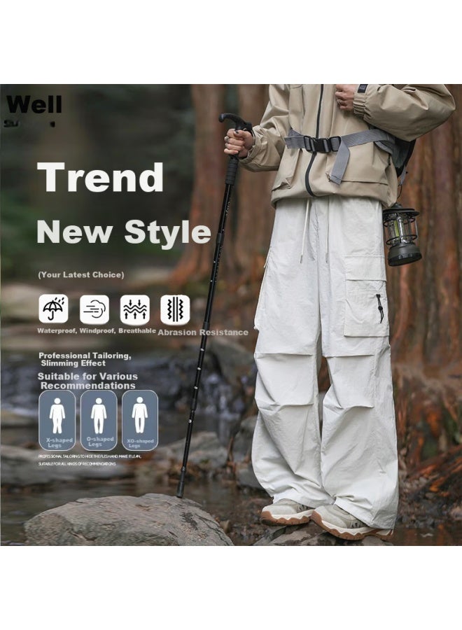 Swamp Area Paratrooper Assault Pants Men's Spring And Summer Thin Pleated Mountaineering Pants Straight-leg Sports Casual Ice Silk Pants Ws701 Beige 2XL - Image 1
