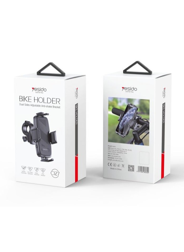 Yesido C127 Rack Rubber Car Cycle Bicycle Motor Bike 360 Degree Silicone Mobile Cell Smart Phone Holder Black - Image 1