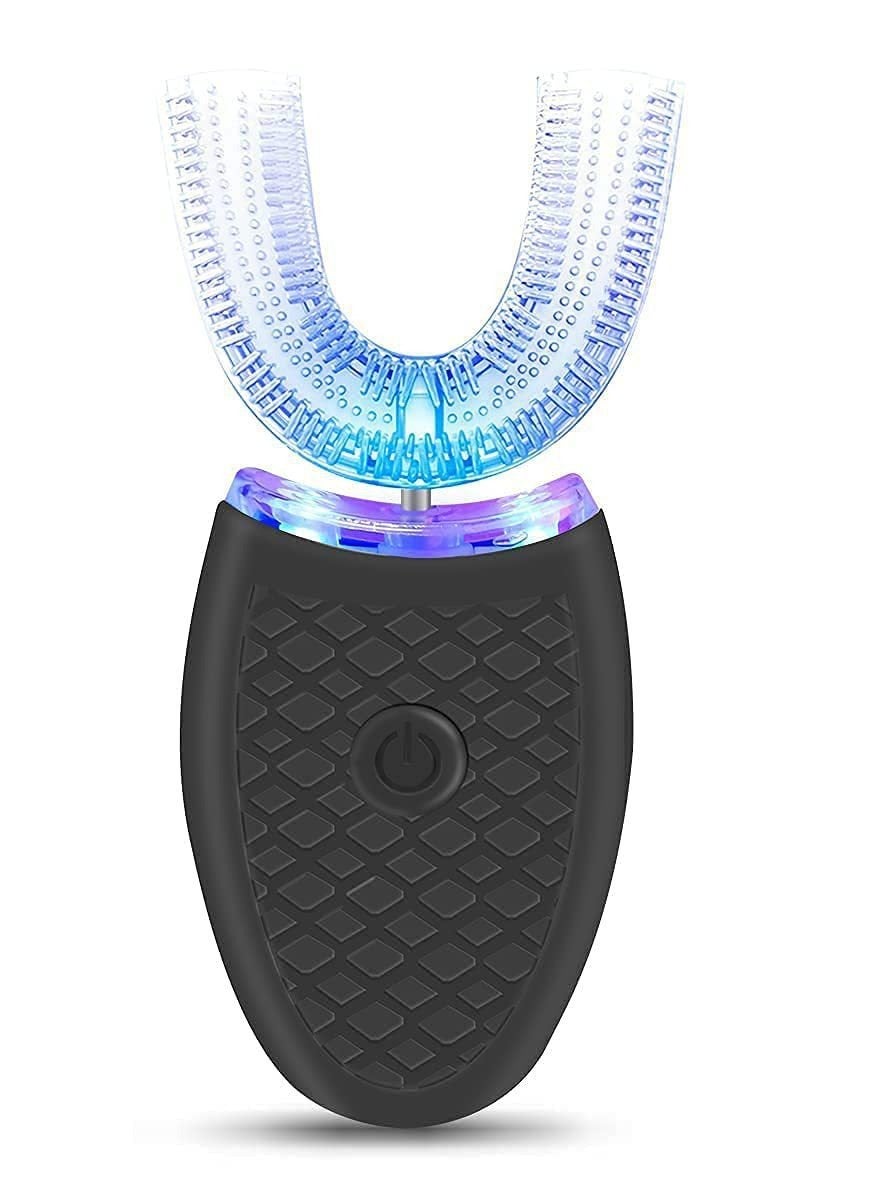 Ultrasonic Electric Toothbrush, Automatic Toothbrush U Shaped Whole Mouth 360 Degrees Cleaning, Waterproof Whitening Massage Toothbrush with LED Blue Light for Adults